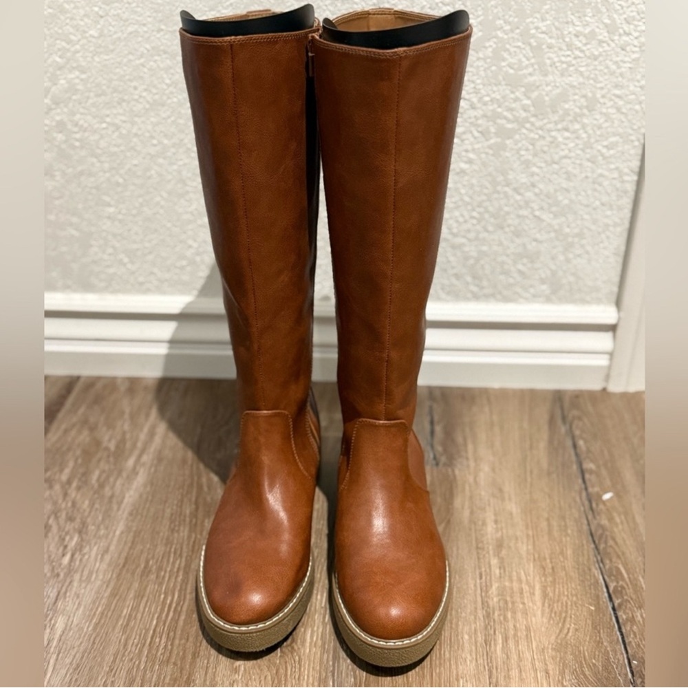 Brown Leather Knee-High Boots
